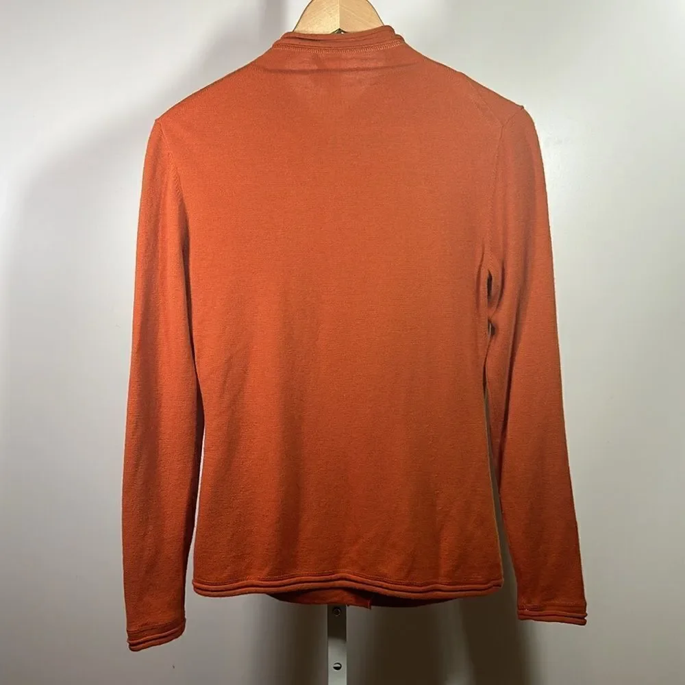 LAFAYETTE 148 Women's Asymmetric Button Wool Cardigan Sweater Orange Size Petite